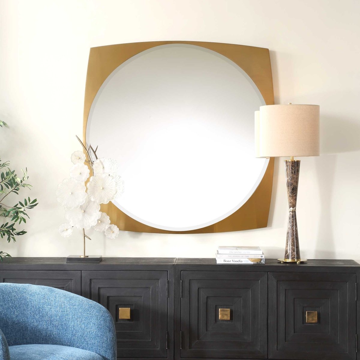 Neilia Round Brass Mirror - Uttermost - Round Mirrors by Modest Hut