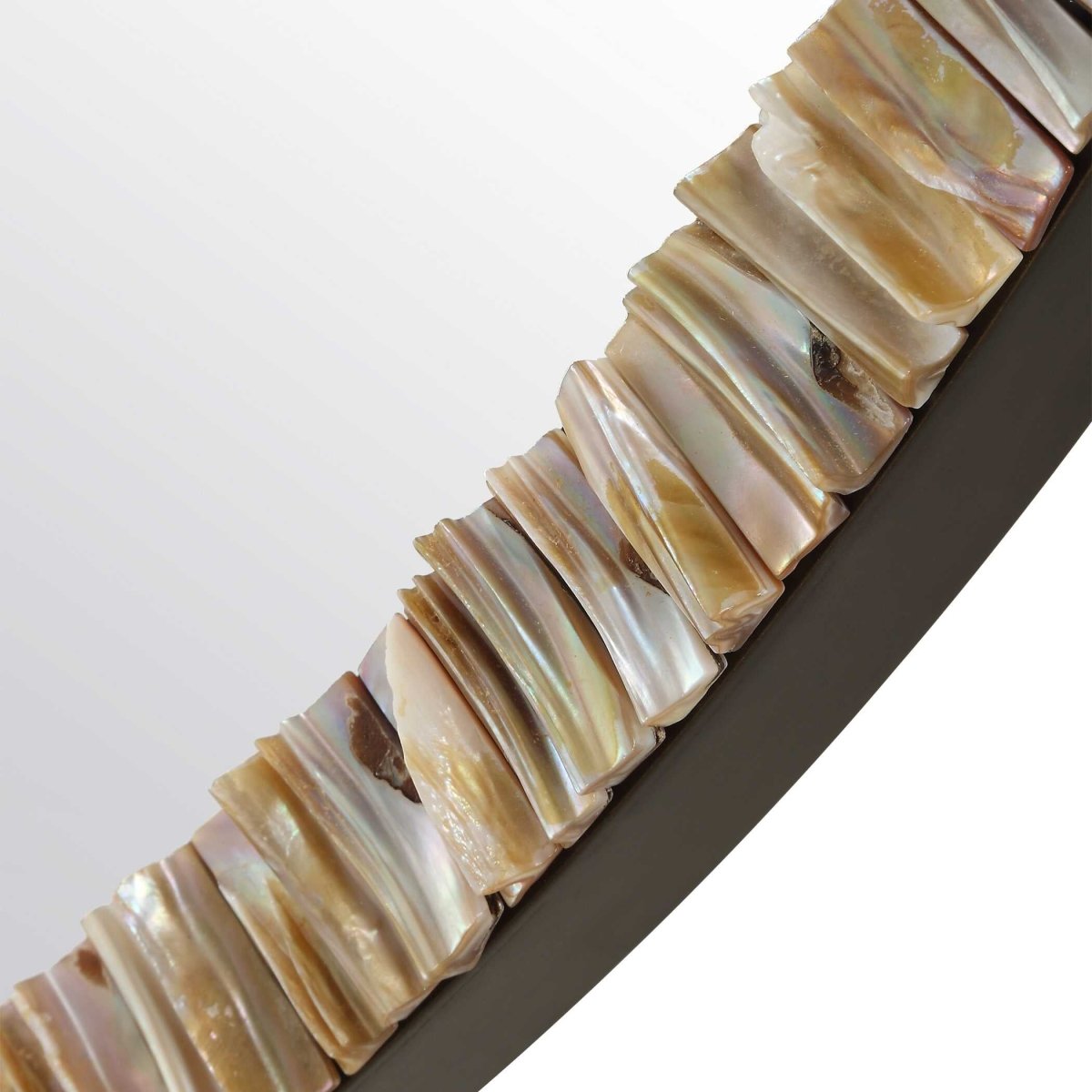 Odeon Shell Inlay Round Mirror - Uttermost - Round Mirrors by Modest Hut