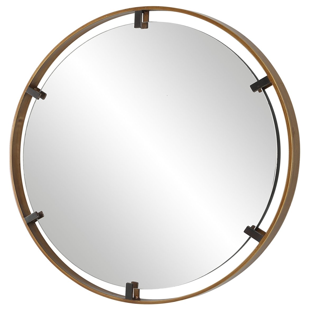 Rich Gold and Bronze Round Floating Mirror - Uttermost - Round Mirrors by Modest Hut