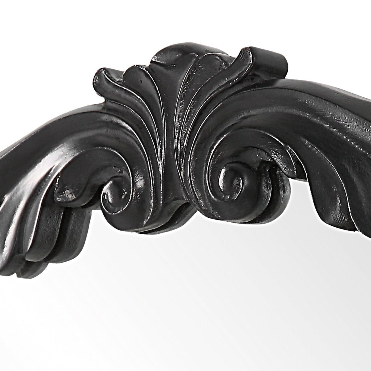 Satin Black Round Mirror with Ornate Details - Uttermost - Round Mirrors by Modest Hut