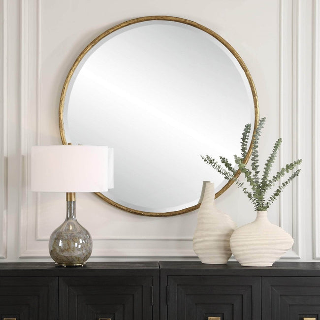 Sutton Aged Gold Round Mirror - Uttermost - Round Mirrors by Modest Hut