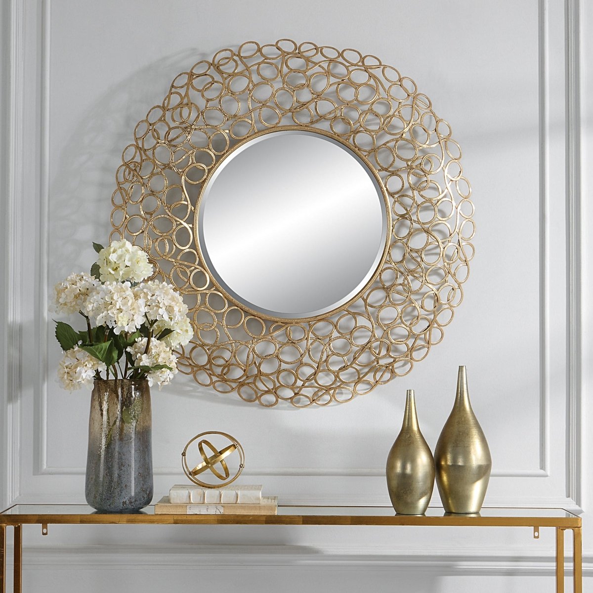 Swirl Round Gold Mirror - Uttermost - Round Mirrors by Modest Hut