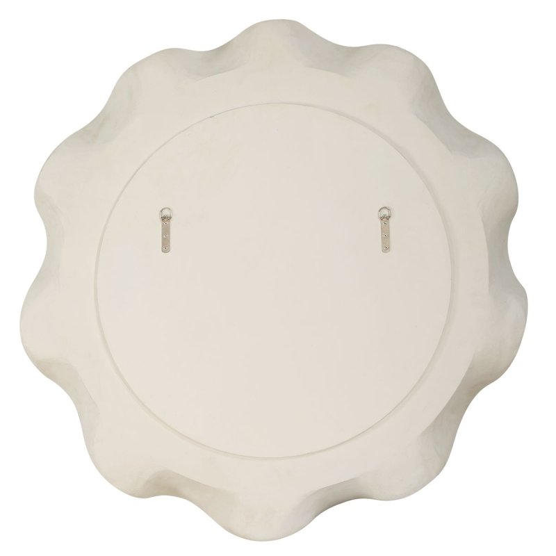 Back view of the Wave Length Round Mirror showing hanging hardware
