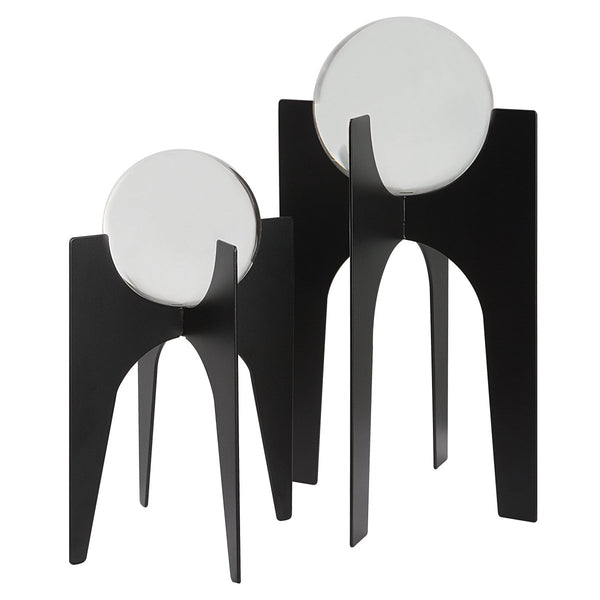 Ellianna Crystal Spheres On Black Base, S/2 - Uttermost - Sculptures by Modest Hut