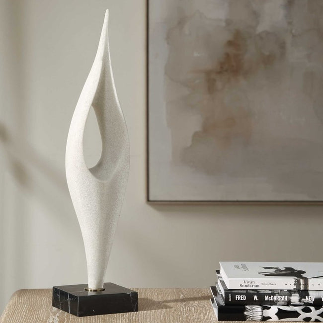 Fluid Drop White Stone Sculpture - Sculptures