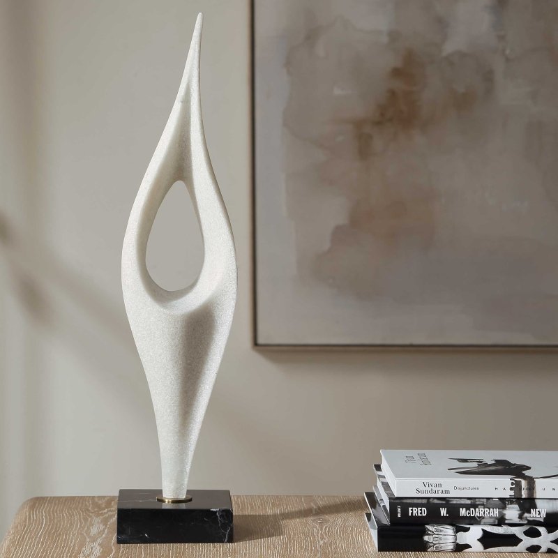 Fluid Drop White Stone Sculpture - Sculptures