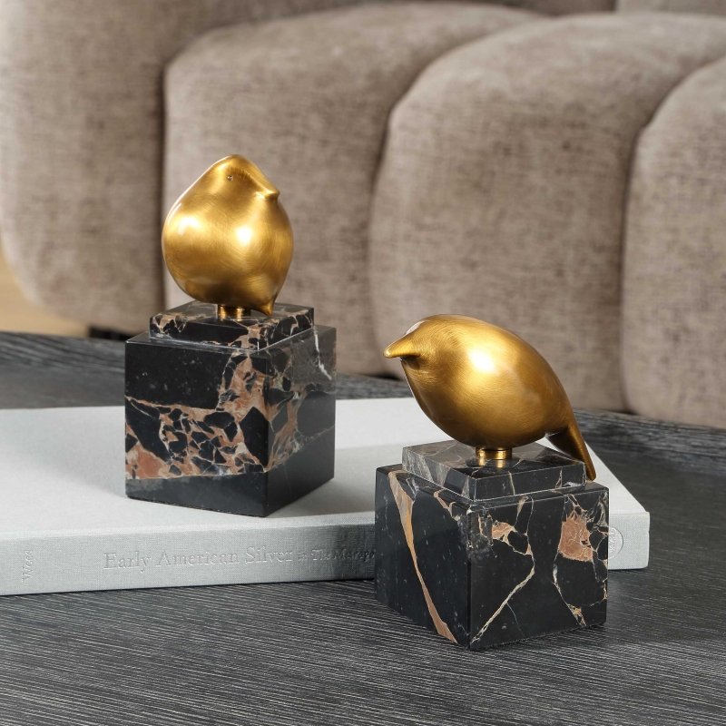 Golden Finch Bird Figurines Set/2 - Wall Decor