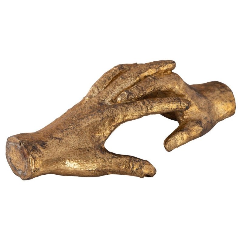 Hold my Hand Sculpture by Uttermost intertwined hands sculpture side profile view gold leaf cast iron