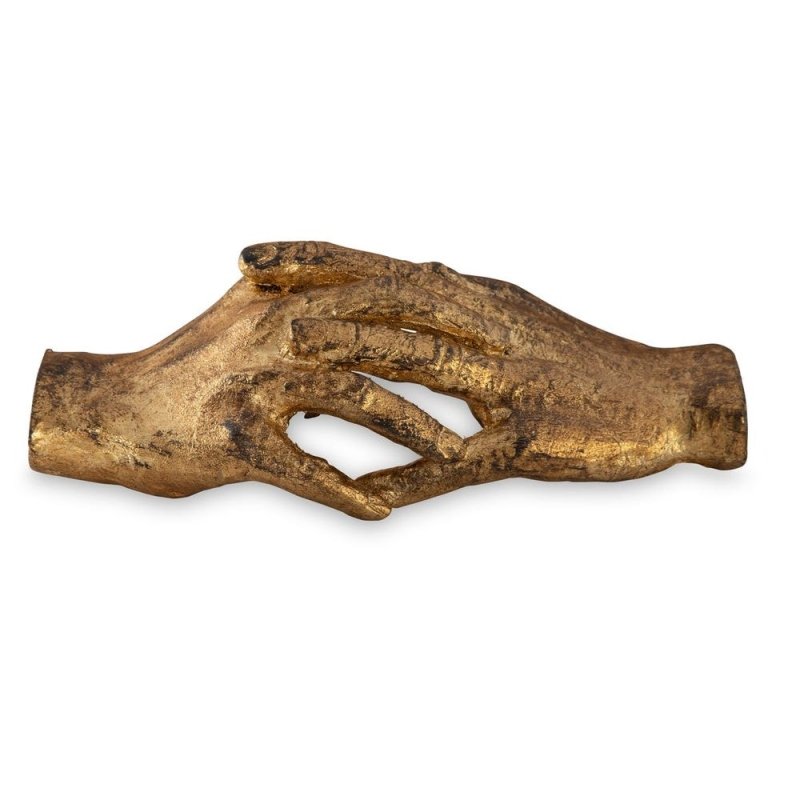 Hold my Hand Sculpture by Uttermost intertwined hands sculpture front view gold leaf cast iron