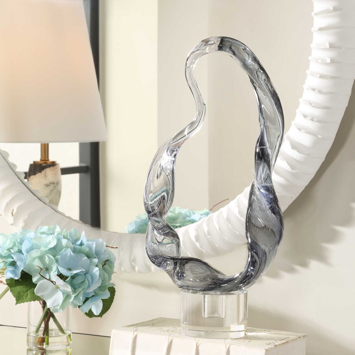 Luminous Twist Glass Sculpture - Uttermost - Sculptures by Modest Hut