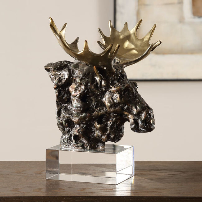 Moose Bust Sculpture - Uttermost - Sculptures by Modest Hut