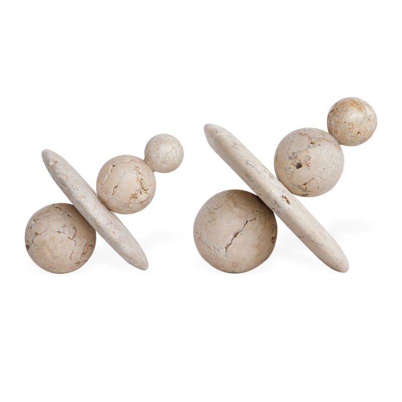 Detail view of the natural stone finish on the Quarried Natural Stone Sculptures Set of 2