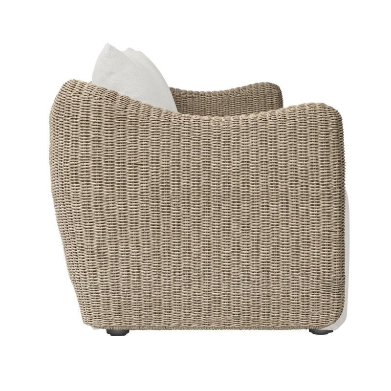 Side view of the Sunset outdoor sofa woven arm