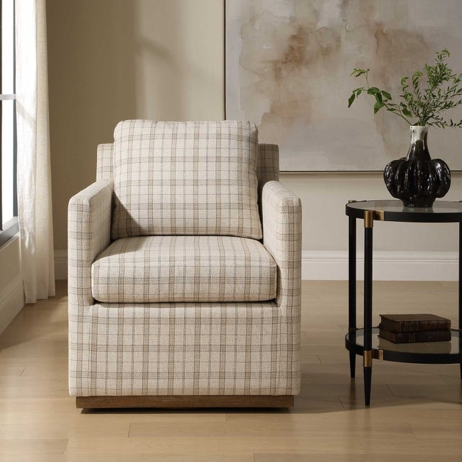Basie Casual Linen Swivel Chair - Chairs