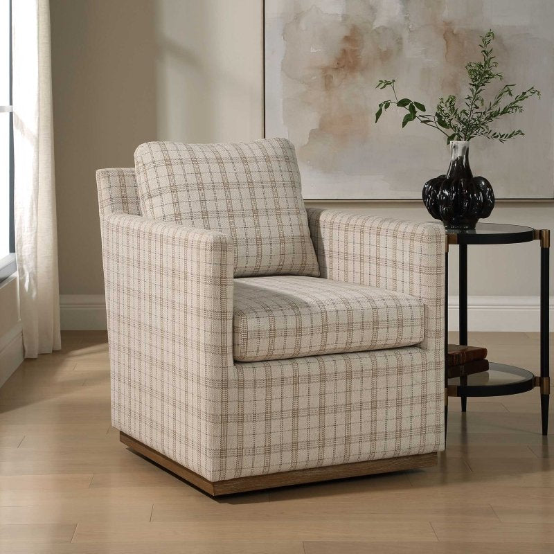 Basie Casual Linen Swivel Chair - Chairs