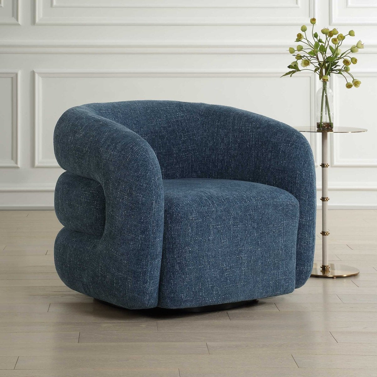 Junie Blue Swivel Barrel Chair - Uttermost - Swivel Chairs by Modest Hut
