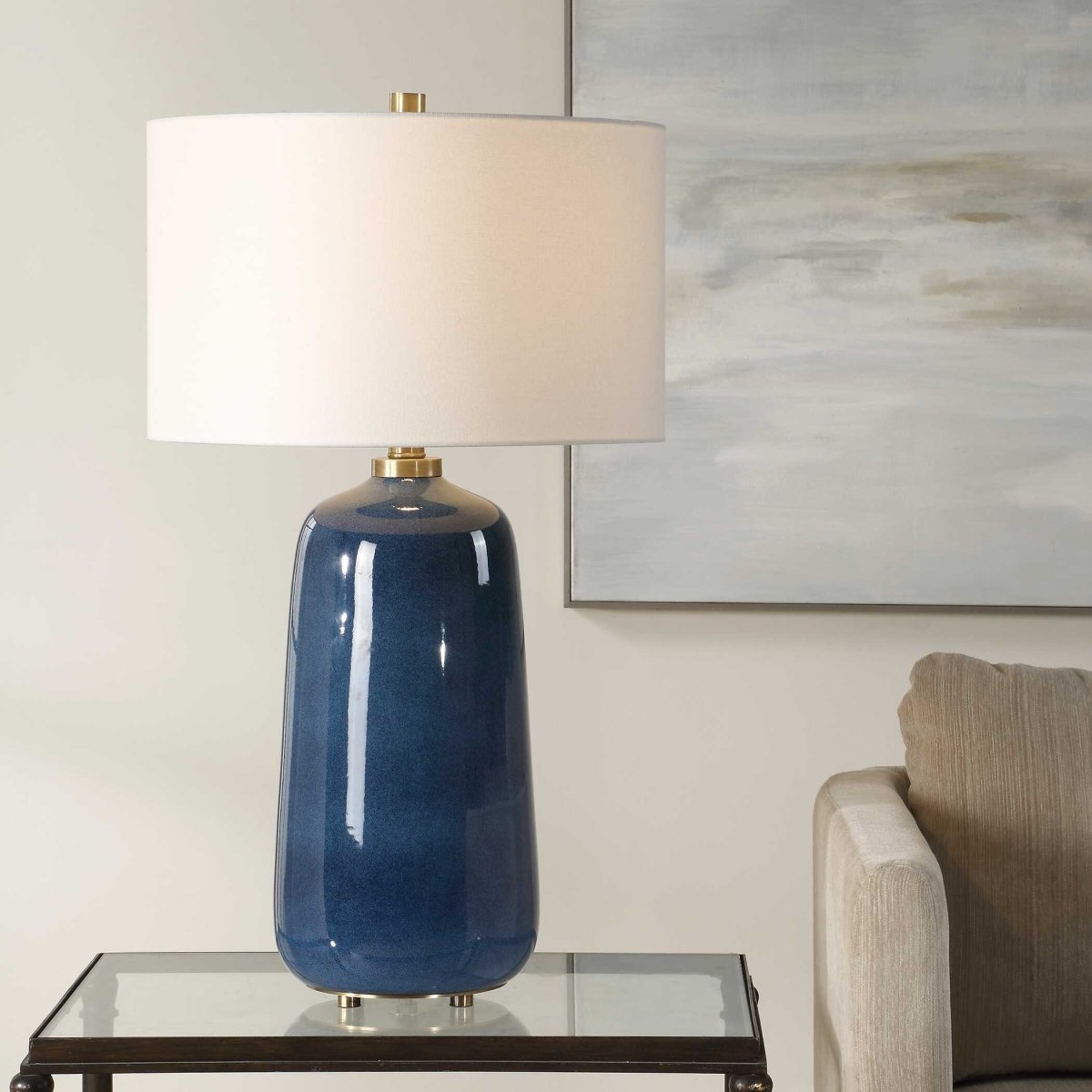 Brae Blue Glaze Table Lamp - Uttermost - Table Lamp by Modest Hut