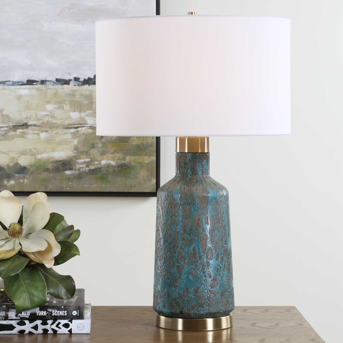 Dauphine Cracked Teal Table Lamp - Uttermost - Table Lamp by Modest Hut