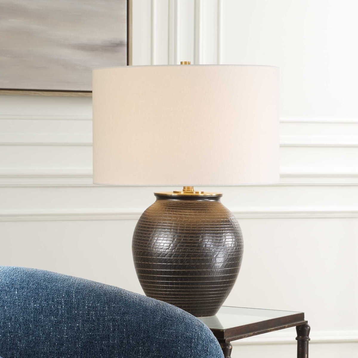 Hawkins Bronze Ribbed Table Lamp - Uttermost - Table Lamp by Modest Hut