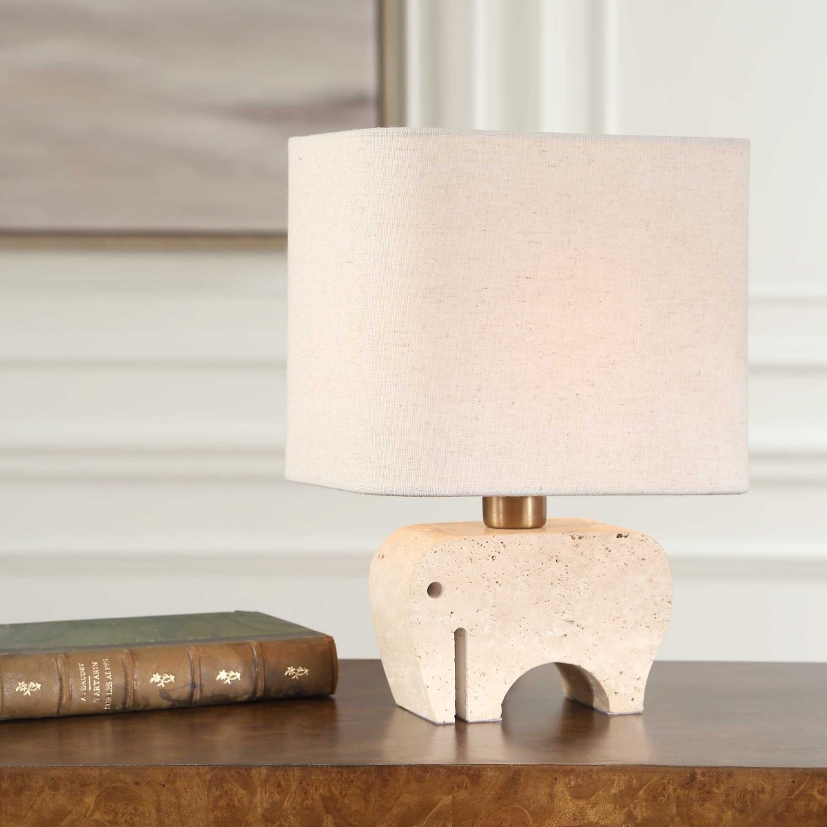 Tusk Travertine Accent Lamp - Uttermost - Table Lamp by Modest Hut