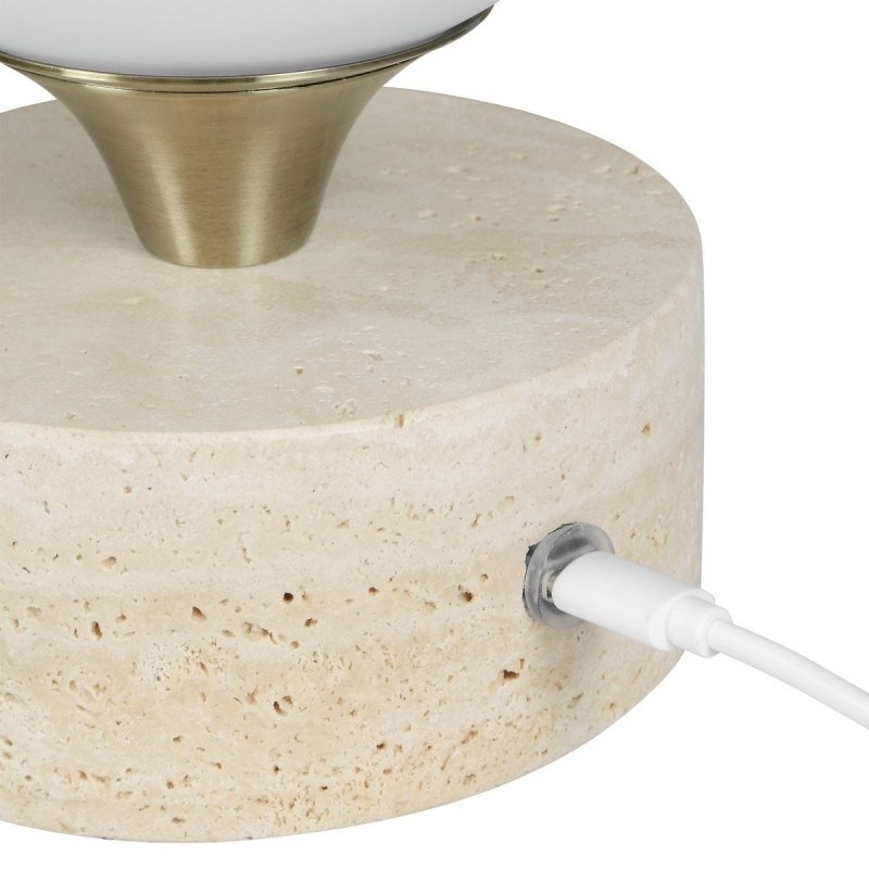 Detail view of the Abril Travertine Rechargeable Accent Lamp finish and construction image 8