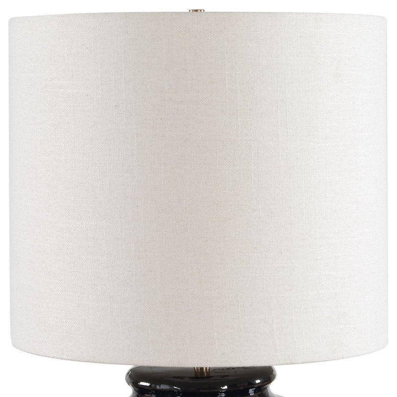 Side profile of the Andrus Multitone Blue Ceramic Table Lamp by Uttermost