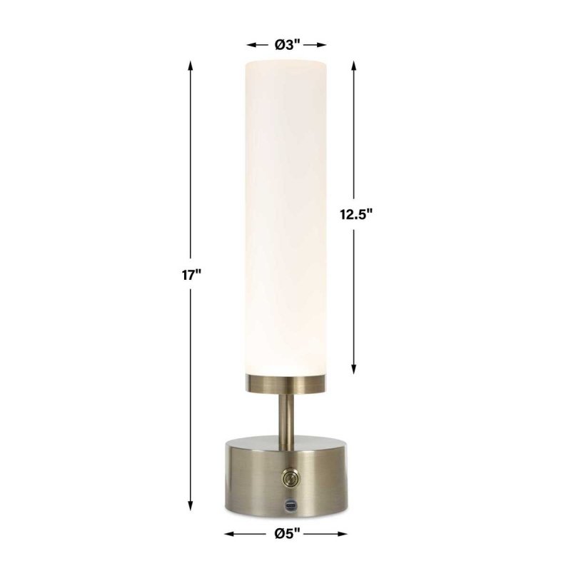 Dimension guide for the Auden Rechargable Accent Lamp table lamp