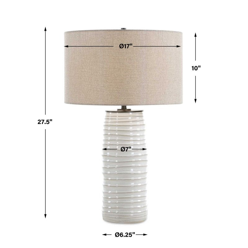 Barat White Ceramic Table Lamp by Uttermost dimensions diagram