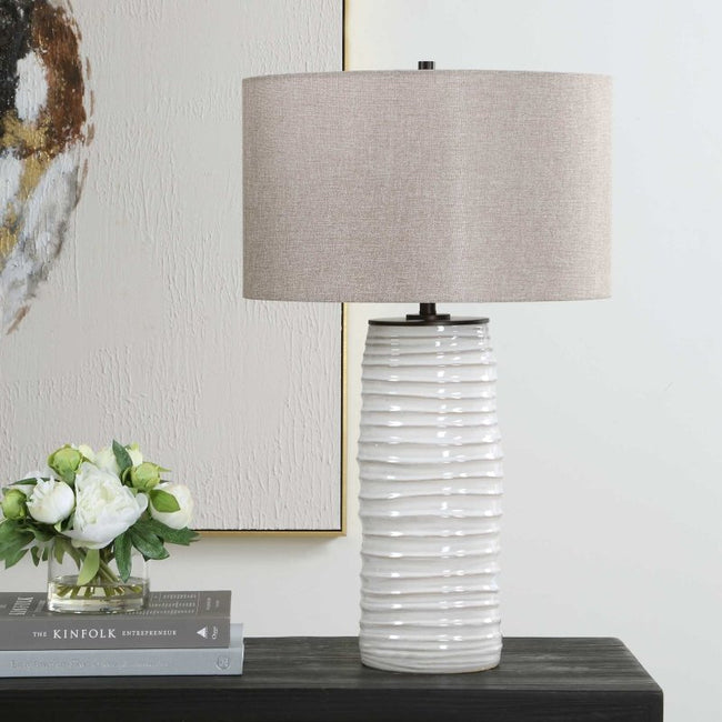 Barat White Ceramic Table Lamp - Table Lamps