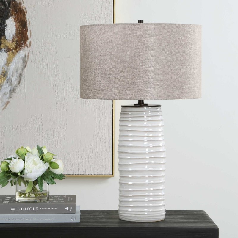 Barat White Ceramic Table Lamp by Uttermost alternate view 1