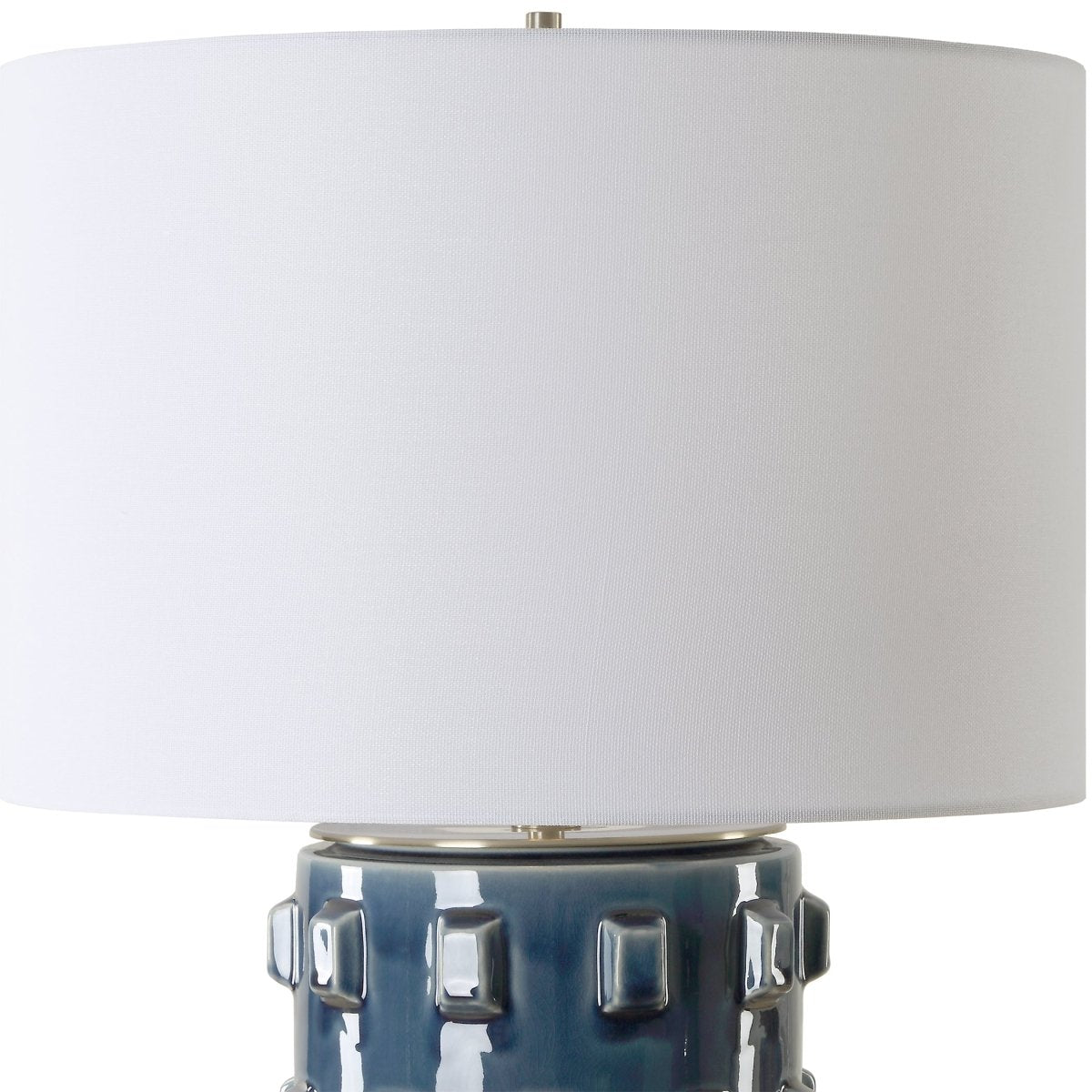 Blue Ceramic Textured Table Lamp with Brass Base - Uttermost - Table Lamps by Modest Hut
