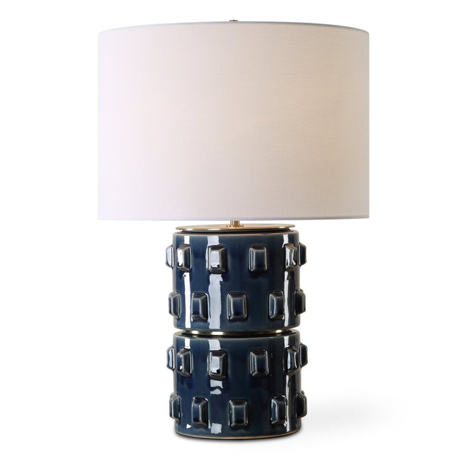Blue Ceramic Textured Table Lamp with Brass Base - Uttermost - Table Lamps by Modest Hut