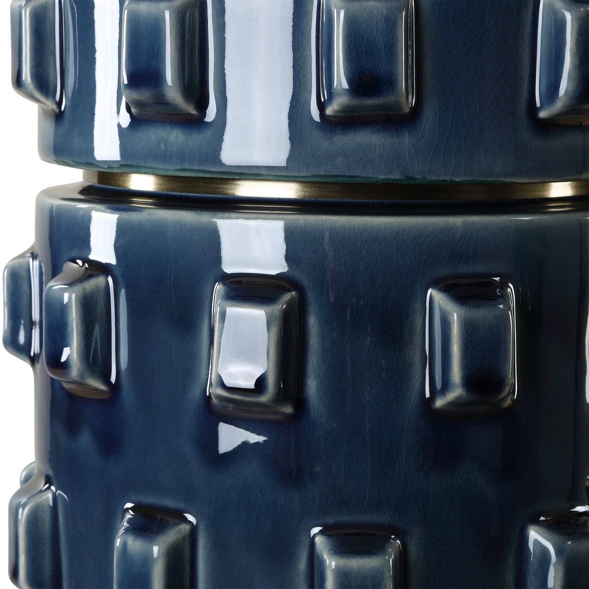 Blue Ceramic Textured Table Lamp with Brass Base - Uttermost - Table Lamps by Modest Hut