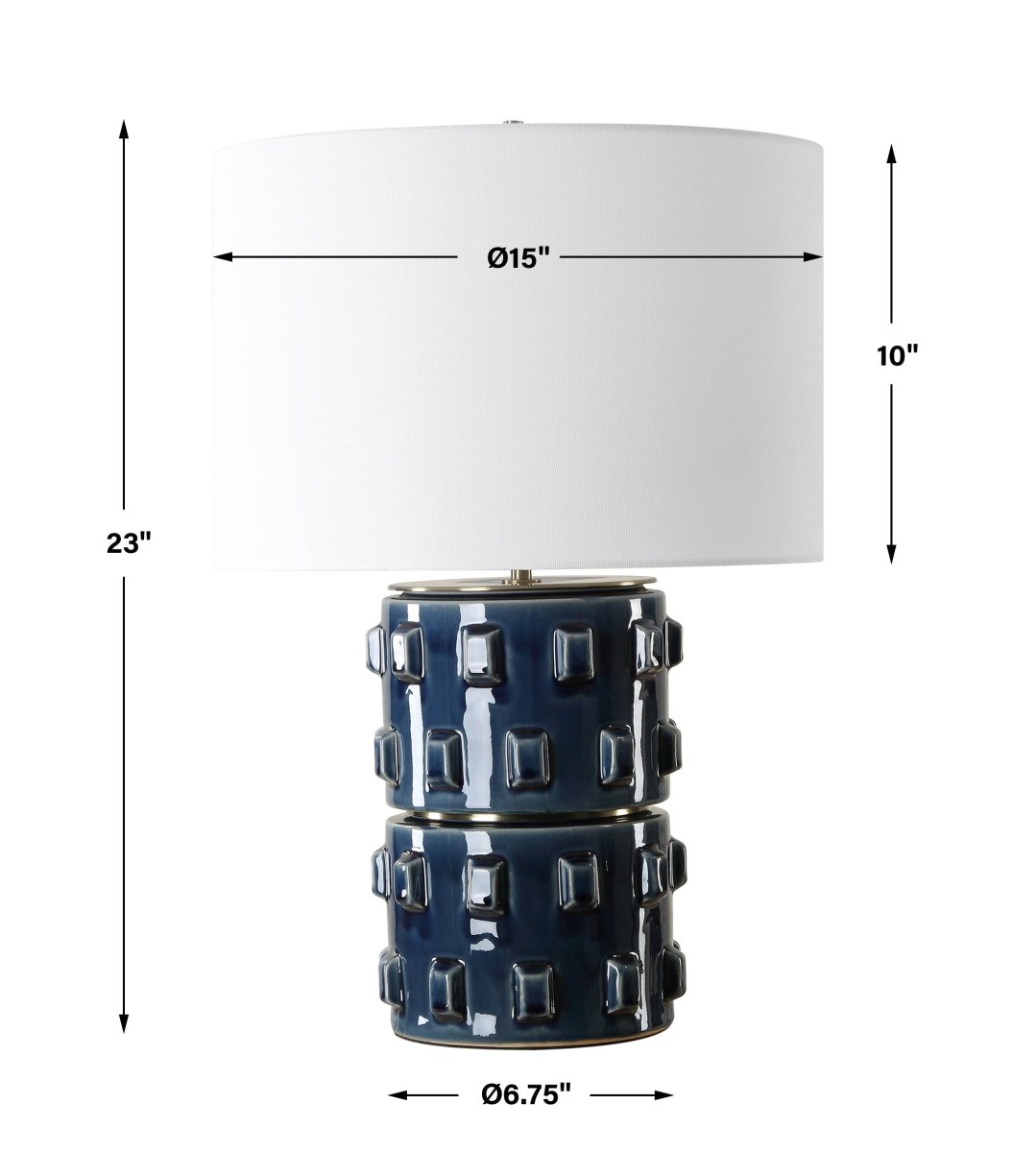 Blue Ceramic Textured Table Lamp with Brass Base - Uttermost - Table Lamps by Modest Hut