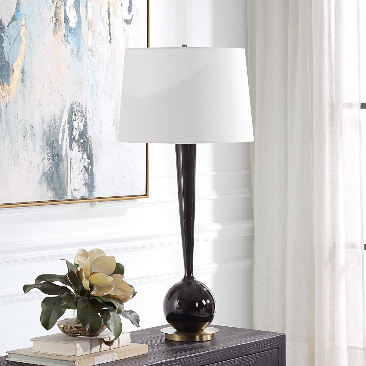 Brielle Polished Black Table Lamp - Uttermost - Table Lamps by Modest Hut