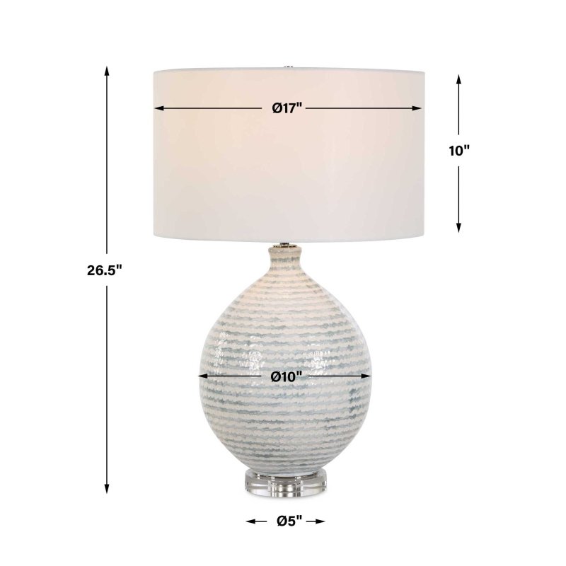 Clary Horizontally Striped Table Lamp by Uttermost dimensions diagram