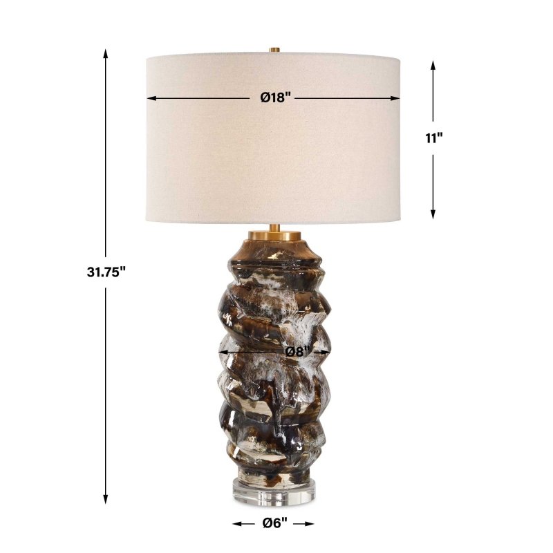 Cuoco Mottled Brown Table Lamp by Uttermost dimensions diagram