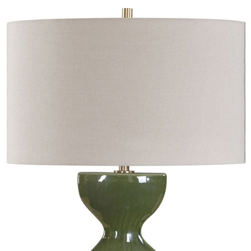 Detail view of the Curhan Moss Green Ceramic Table Lamp finish and construction image 6