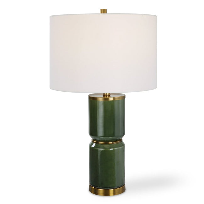 Dark Green Ceramic Table Lamp with Gold Accents - Uttermost - Table Lamps by Modest Hut