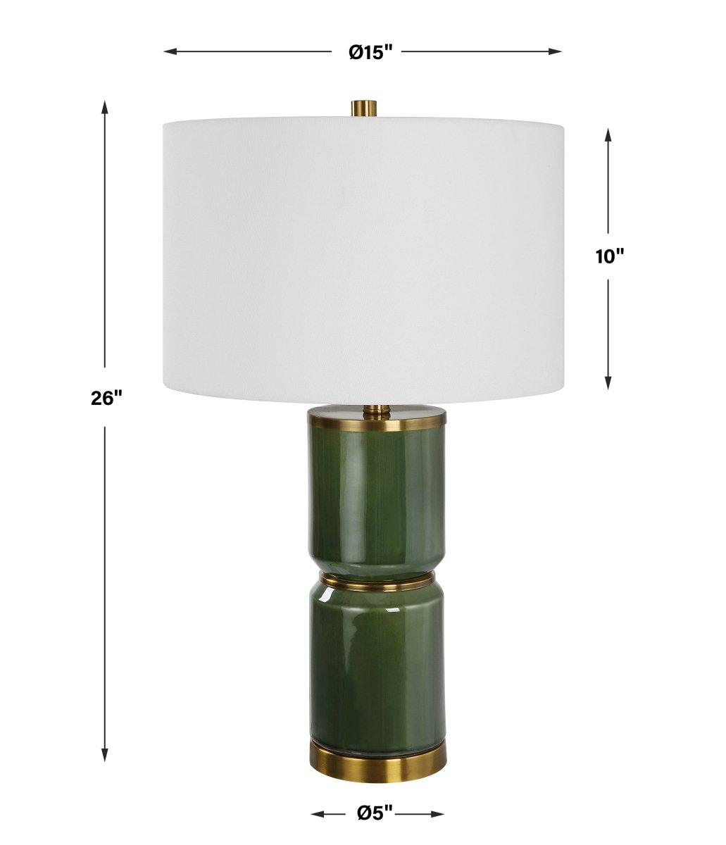 Dark Green Ceramic Table Lamp with Gold Accents - Uttermost - Table Lamps by Modest Hut