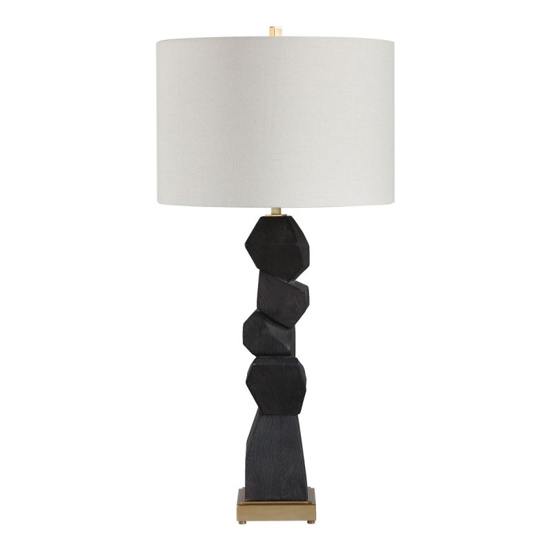 Demelo Deep Walnut Stacked Table Lamp by Uttermost on a white background