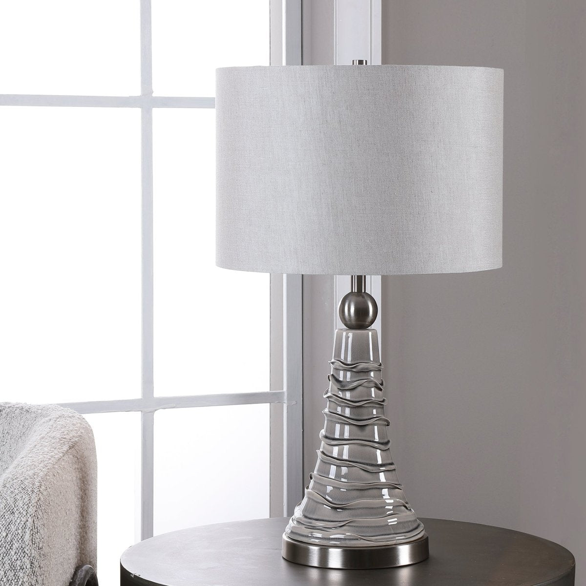 Dove Gray Ceramic Table Lamp - Uttermost - Table Lamps by Modest Hut