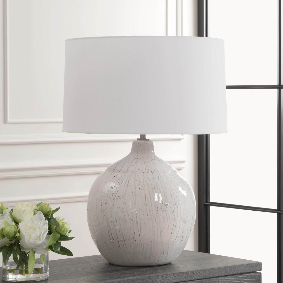 Dribble White Glaze Table Lamp - Uttermost - Table Lamps by Modest Hut
