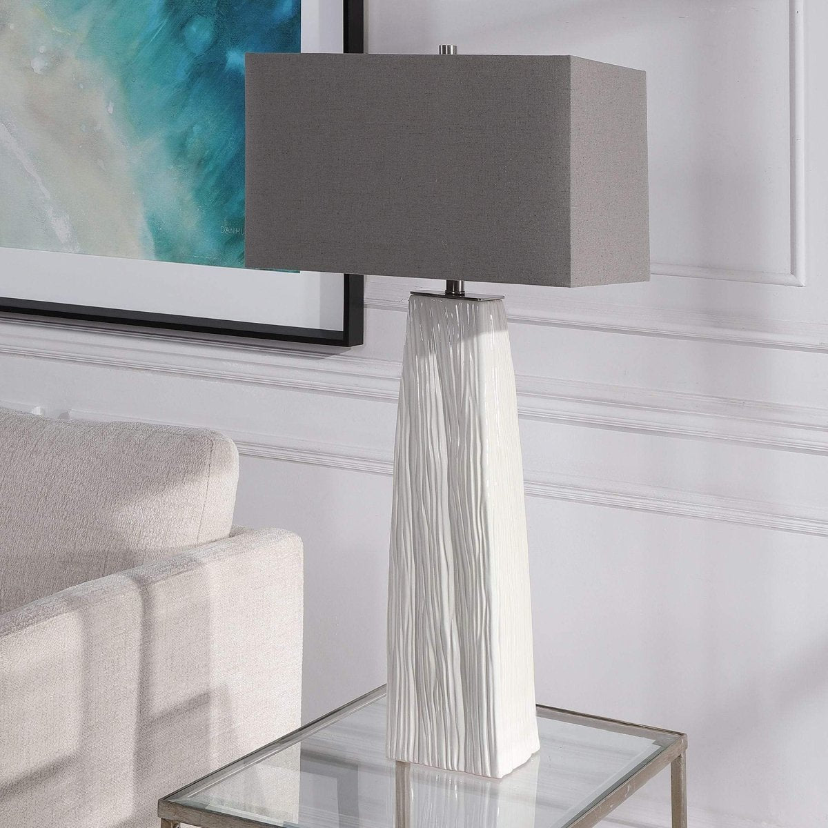 Uttermost Sycamore table lamp styled in a room setting