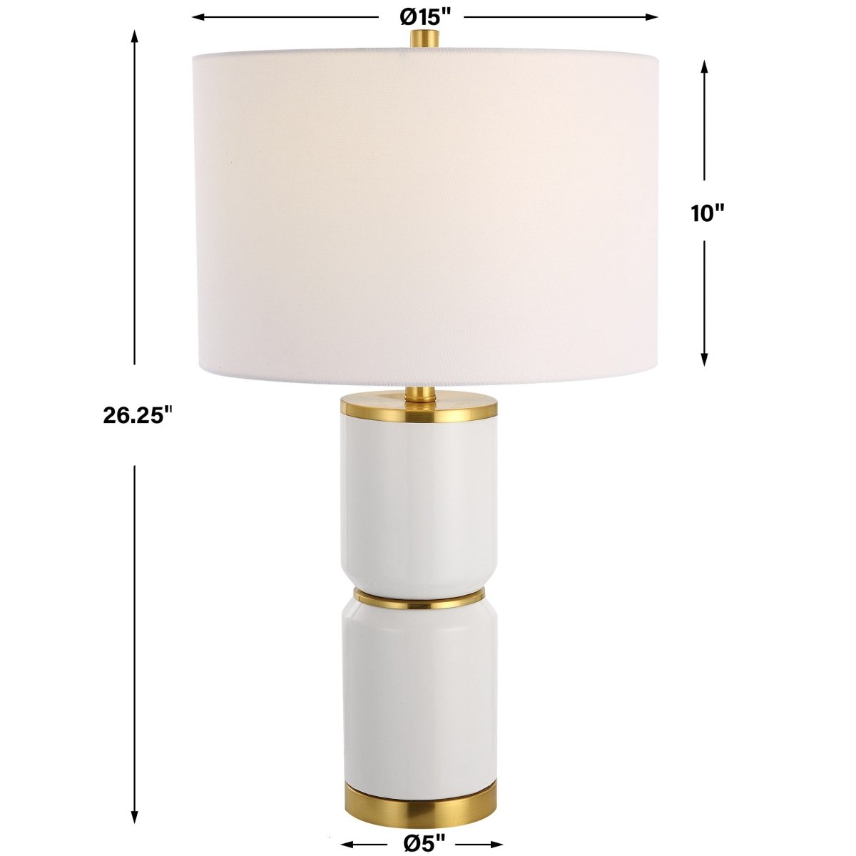Gloss White Ceramic Table Lamp with Gold Accents - Uttermost - Table Lamps by Modest Hut