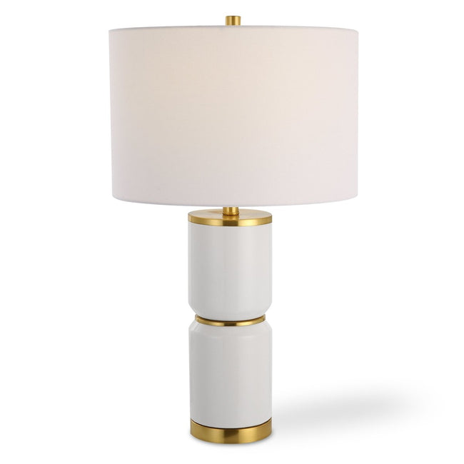 Gloss White Ceramic Table Lamp with Gold Accents - Uttermost - Table Lamps by Modest Hut