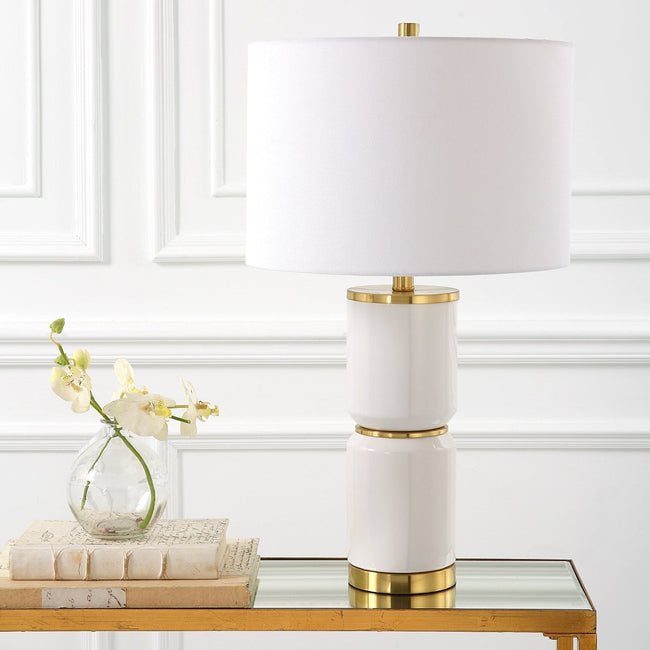 Gloss White Ceramic Table Lamp with Gold Accents - Uttermost - Table Lamps by Modest Hut