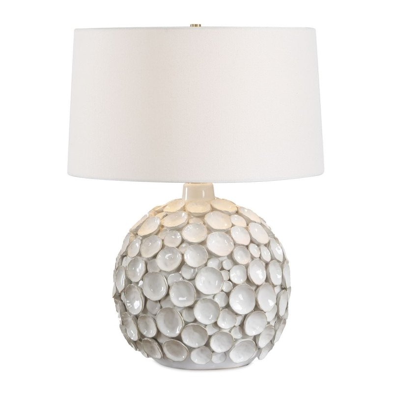 Alternate angle of the Hartley White Petal Ceramic Table Lamp by Uttermost