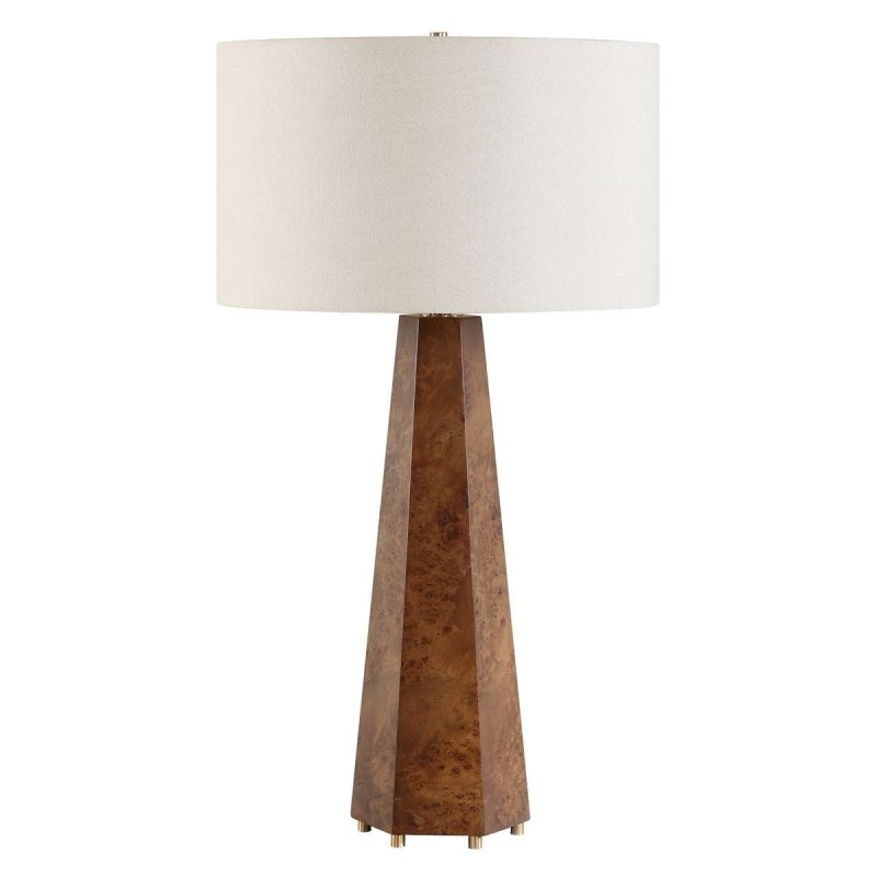 Side profile of the McCaffrey Burl Wood Table Lamp by Uttermost
