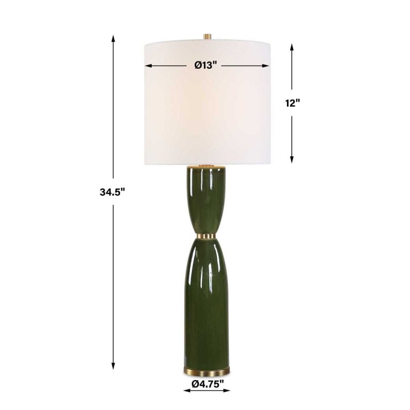 Dimension guide for the Nacua Deep Green Ceramic Table Lamp
